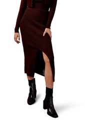 Topshop Knit Midi Skirt in Dark Brown at Nordstrom