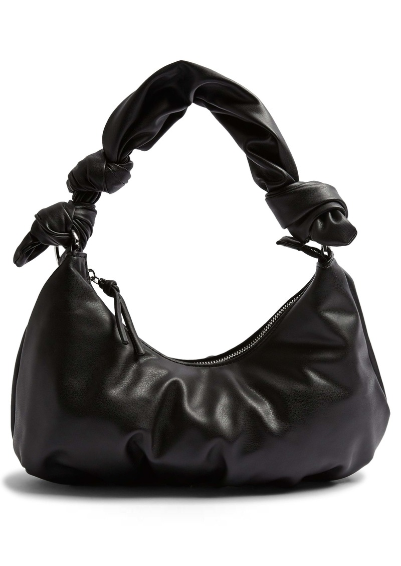 Topshop Knotted Half Moon Faux Leather Shoulder Bag