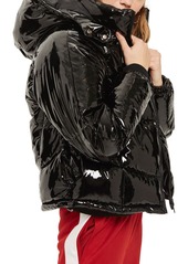 womens vinyl puffer coat