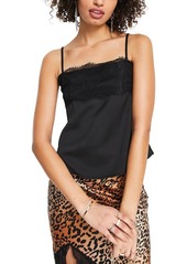Topshop Lace Detail Camisole in Black at Nordstrom