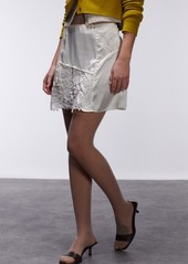 Topshop Lace Patchwork Miniskirt