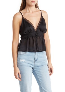 Topshop Lace Trim Camisole in Black at Nordstrom Rack