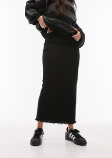 Topshop Lace Trim Midi Skirt in Black at Nordstrom