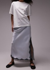 Topshop Lace Trim Satin Maxi Skirt