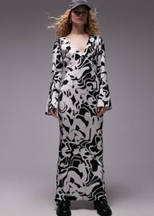 Topshop Lea Floral Long Sleeve Maxi Column Dress
