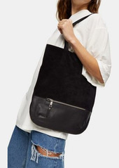 Topshop leather zip tote bag in black