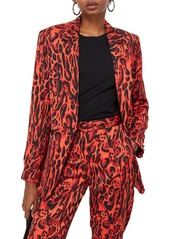 TOPSHOP Leopard Print Suit Jacket in Red Multi at Nordstrom