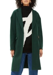 Topshop Lily Knit Back Midi Coat in Forest at Nordstrom