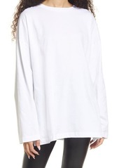 Topshop Long Sleeve Cotton Skater Shirt in White at Nordstrom