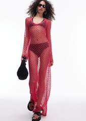 Topshop Long Sleeve Net Maxi Dress