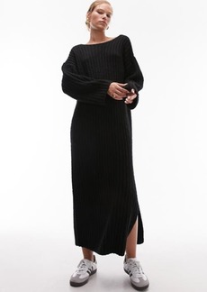 Topshop Long Sleeve Rib Bouclé Sweater Dress