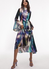 Topshop Long Sleeve Satin Midi Dress