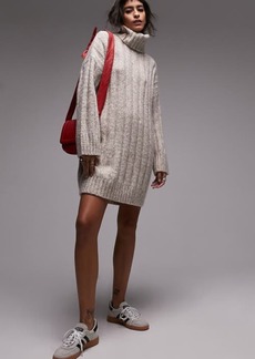 Topshop Long Sleeve Turtleneck Wide Rib Sweater Dress