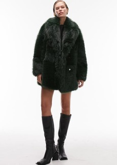 Topshop Mid Length Faux Fur Coat