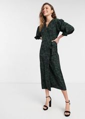 Topshop midi dress with drama sleeves in black