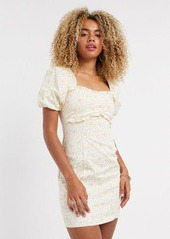 Topshop mini dress with puff sleeves in ditsy print
