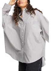 Topshop Mix Panel Stripe Button-Up Shirt