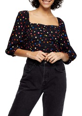 Topshop Multispot Ruched Top