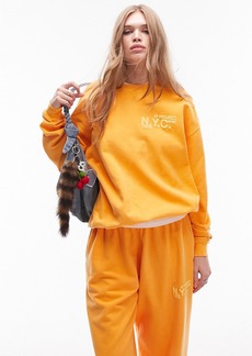 Topshop New York City Oversize Pullover Sweatshirt in Orange at Nordstrom Rack