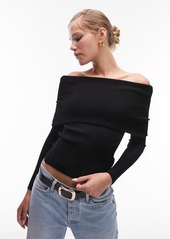 Topshop Off the Shoulder Rib Crop Top