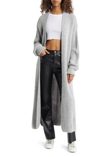 Topshop Open Front Maxi Cardigan in Grey at Nordstrom Rack