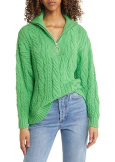 Topshop Oversize Cable Knit Half Zip Sweater