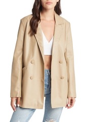 Topshop Oversize Double Breasted Faux Leather Blazer