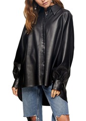 Topshop Oversize Faux Leather Button-Up Shirt