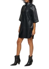 Topshop Oversize Faux Leather Shirtdress
