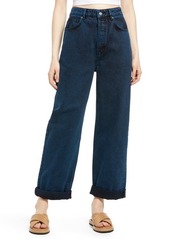 Topshop Oversize Nonstretch Mom Jeans in Mid Blue at Nordstrom