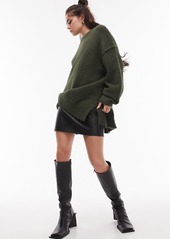 Topshop Oversize Pullover Sweater in Dark Green at Nordstrom Rack