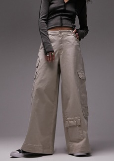Topshop Oversize Skate Cargo Trousers in Stone at Nordstrom Rack