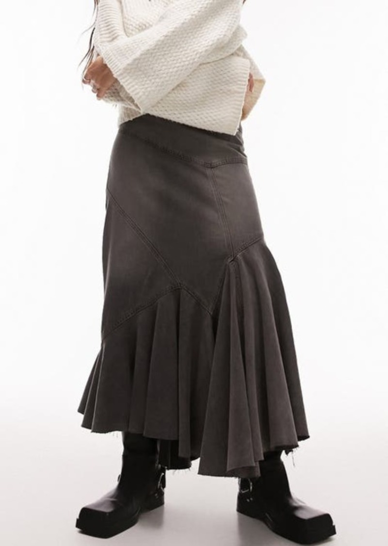 Topshop Paneled Denim Maxi Skirt