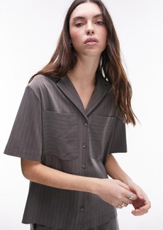 Topshop Pinstripe Short Sleeve Button-Up Shirt