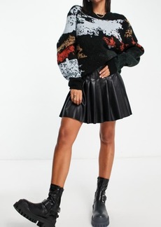 Topshop Pleated Faux Leather Miniskirt in Black at Nordstrom