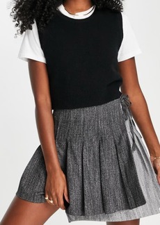 Topshop Pleated Metallic Miniskirt in Grey at Nordstrom