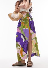 Topshop Print Twist Front Maxi Skirt in Purple Multi at Nordstrom Rack