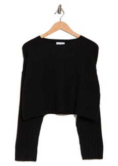 Topshop Rib Crop Sweater in Black at Nordstrom Rack