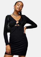 Topshop ribbed keyhole body-conscious dress in black