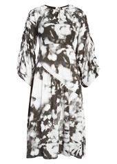 Topshop Ruched Long Sleeve Midi Dress in Multi at Nordstrom Rack