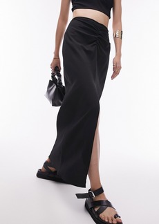 Topshop Ruched Maxi Skirt in Black at Nordstrom Rack