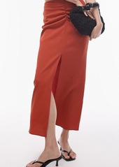 Topshop Ruched Midi Skirt