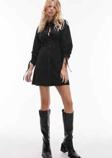 Topshop Ruched Sleeve Minidress