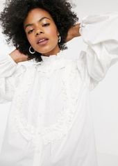 Topshop ruffle detail blouse in white