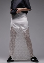 Topshop Satin & Lace Maxi Skirt