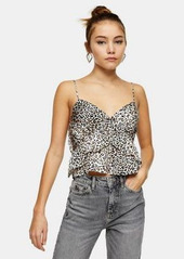 Topshop satin cami with ruffle detail in animal print