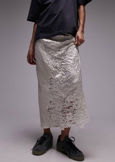 Topshop Satin Lace Patchwork Skirt