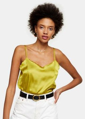 Topshop scallop edge satin cami top in olive