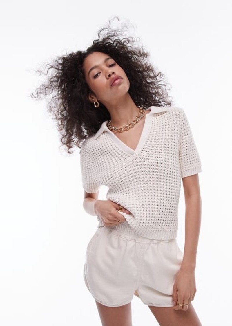 Topshop Short Sleeve Chunky Cotton Sweater