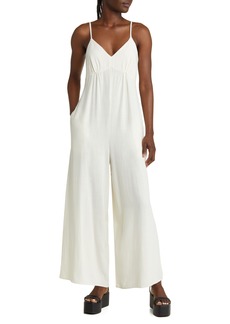 Topshop Sleeveless Wide Leg Jumpsuit in Ivory at Nordstrom Rack